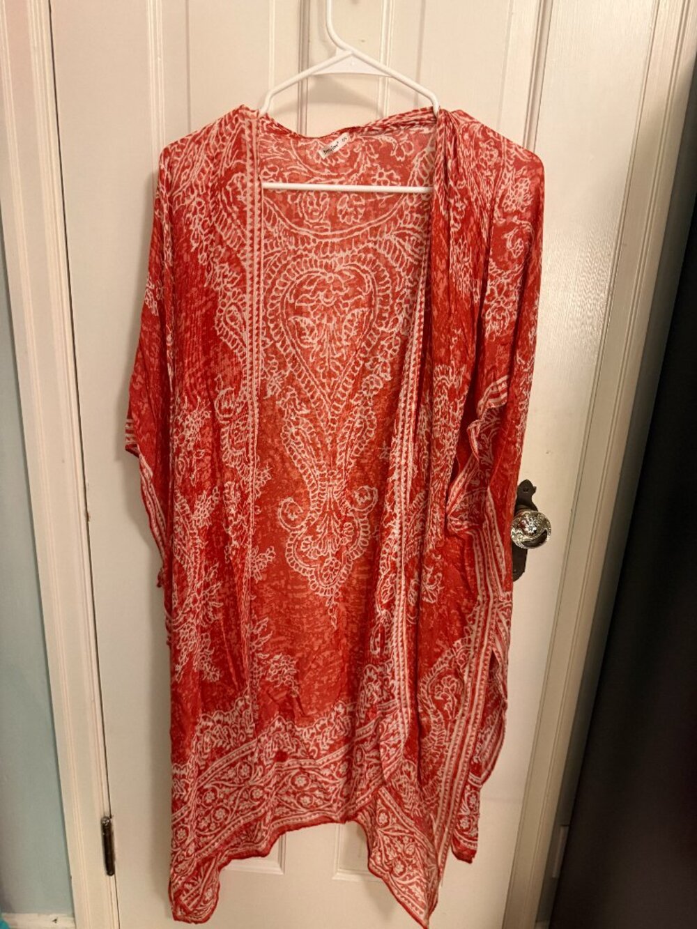 Breezy Lane Floral Kimono Beach Cover-Up – Orange – One Size Fits Most